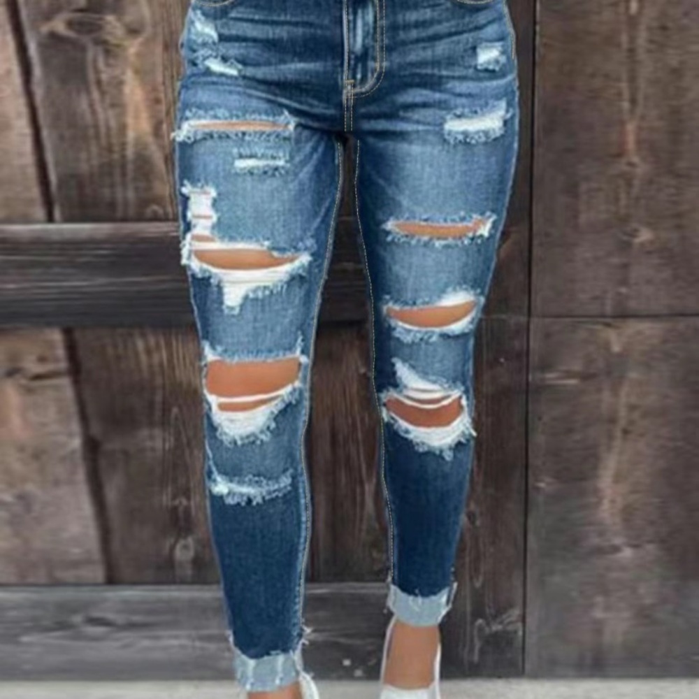 Distressed Blue Jeans for Women